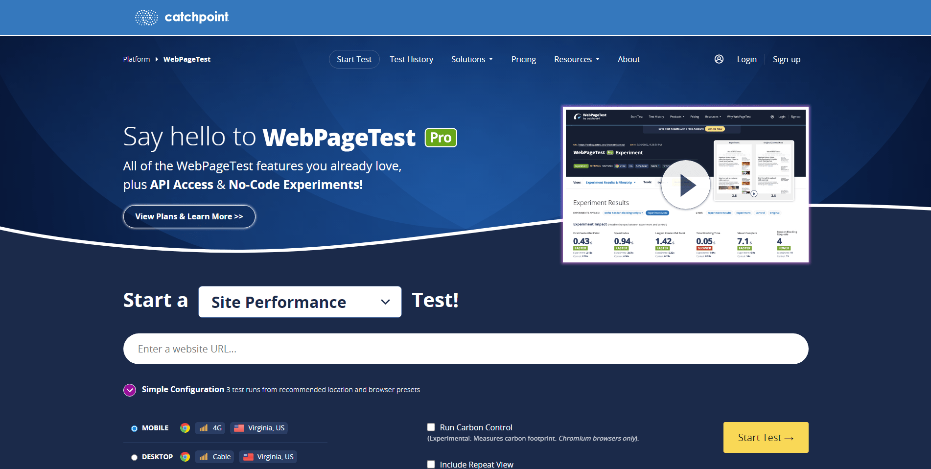 سایت WebPageTest